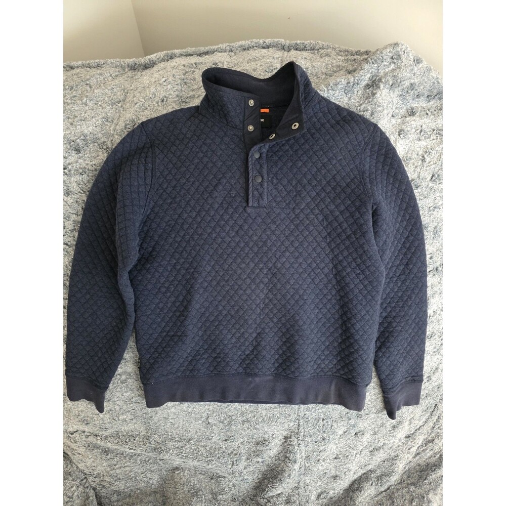 Jack Spade Pullover Mens Small Navy Quilted Snap Mock Neck Henley Sweatshirt